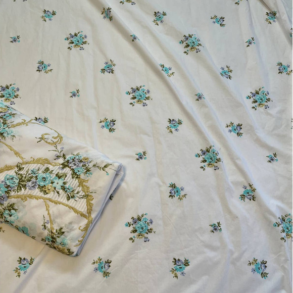 Vintage JP Stevens & Co Inc Double Fitted & Flat Floral Set Sheet - Picture 1 of 8